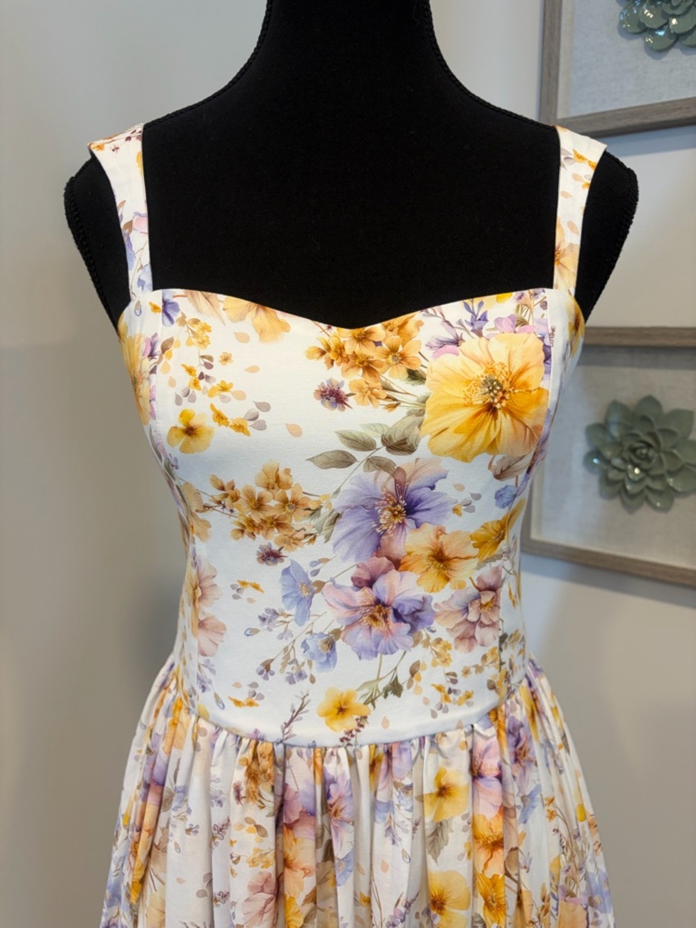 Aqua Blu Floral Cotton & Silk Wedding Guest Formal Dress With Pockets NWT! - Picture 5 of 16